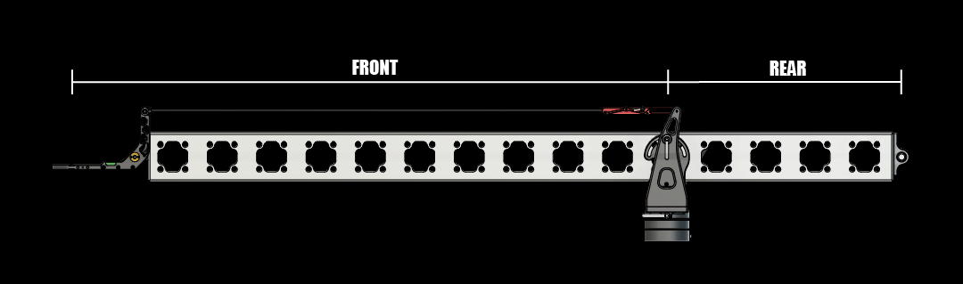 Mod Crane side view showing payload on the front and counterweight on the rear